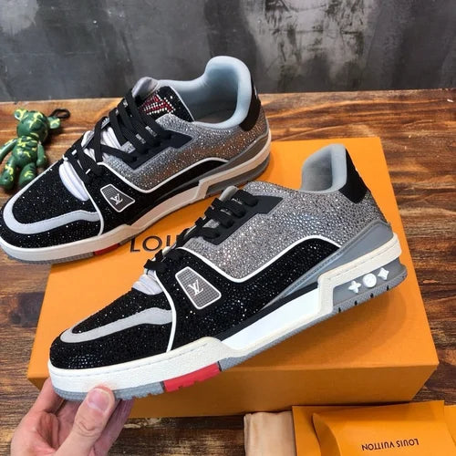Louis Vuitton Trainer Crystal – Black Grey